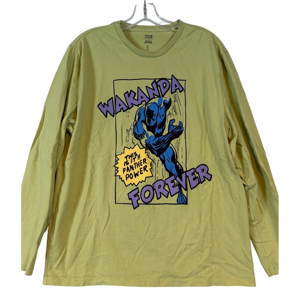 Marvel Black Panther Wakanda Forever Green L/S Shirt •L• Avengers Pop Culture